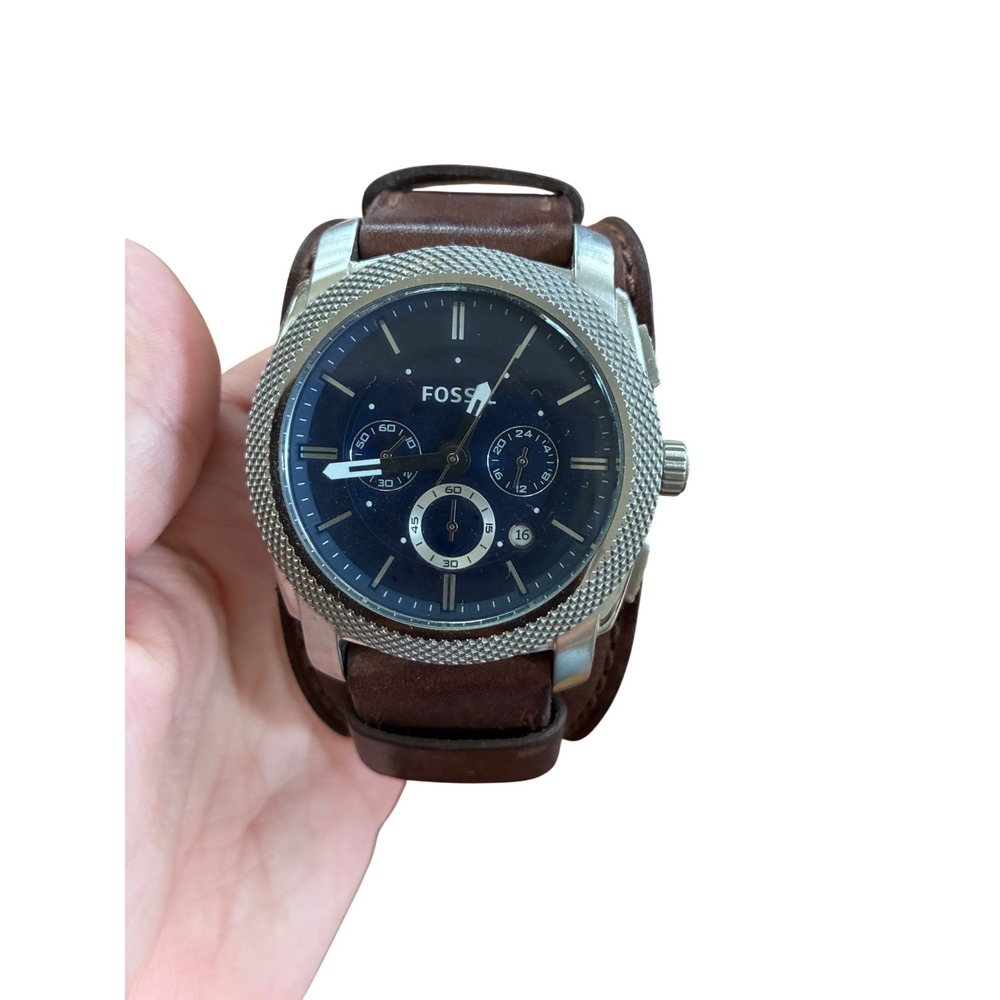 Fossil Coachman Chronograph Mens 45mm Brown Leather Cuff Watch FS4793 Luxury